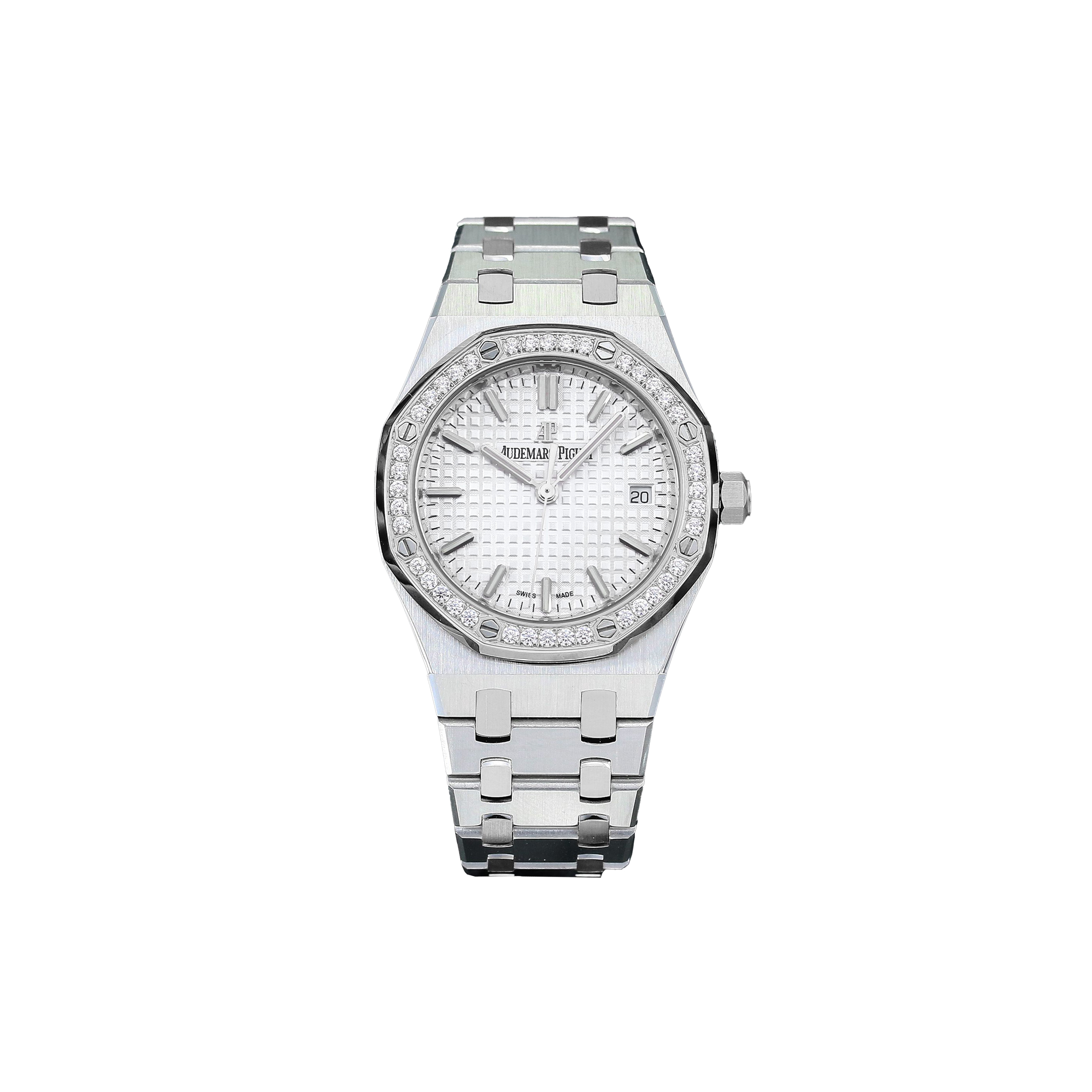 AUDEMARS PIGUET ROYAL OAK SELFWINDING WHITE DIAL IN STEEL 34MM WATCH 77351ST